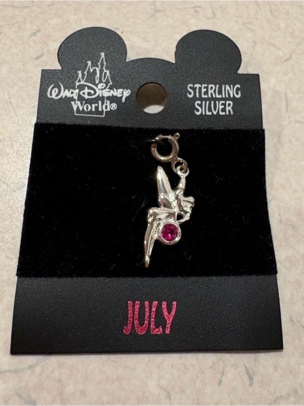 Walt Disney World Sterling Silver Tinker Bell July Birthstone Charm